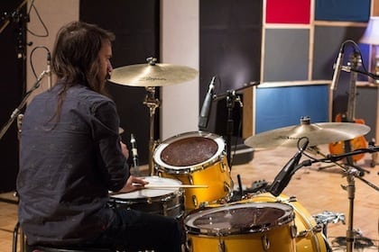 Worn Flints Recording Drums at Bad Racket Recording Studio Cleveland Ohio